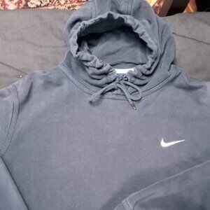 Vintage Y2K Nike Small Swoosh Hoodie Sweatshirt Black